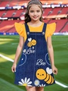 Vestido con Diseño de Overol y Volantes Luxeira
