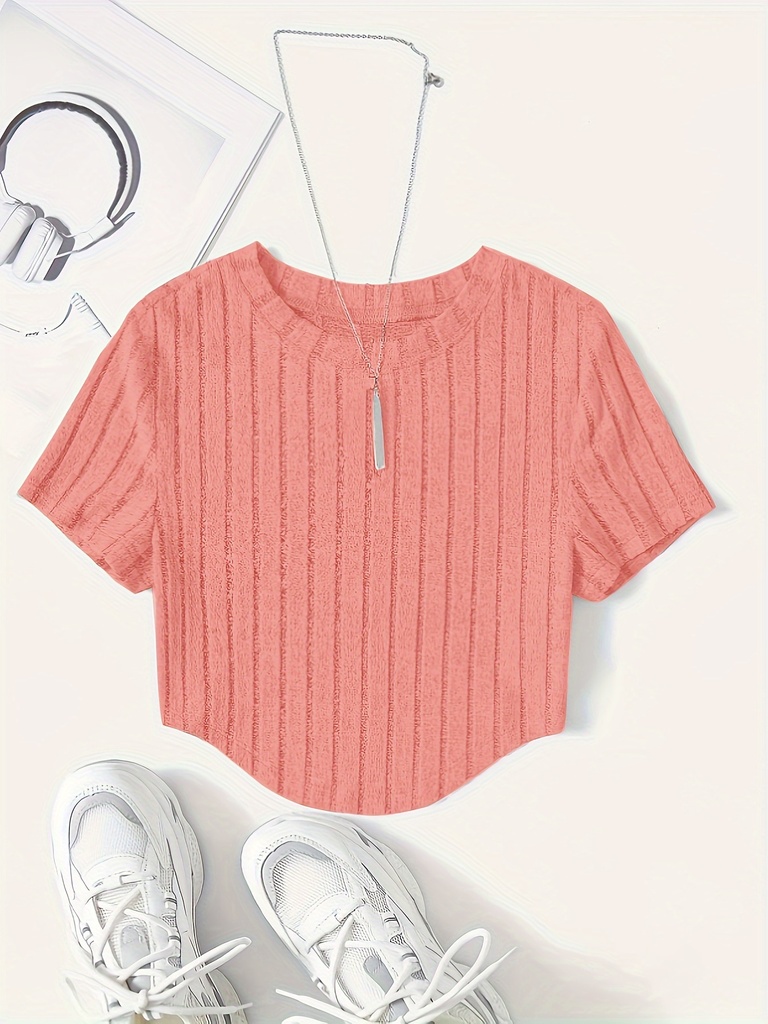 Top de Canalé Liso con Cuello Redondo Luxeira