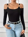 Top Casual de Manga Larga con Detalle de Cadena Luxeira