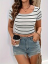Top de Rayas con Cuello Redondo Luxeira