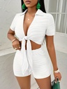 Conjunto de Short Texturizado y Top con Nudo Frontal Luxeira