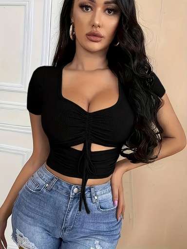 Camiseta Fruncida con Cordón Luxeira