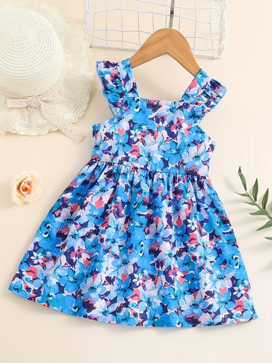 Vestido de Princesa con Flores y Mangas de Vuelo Luxeira
