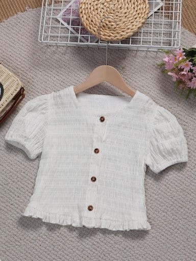 Top de Verano con Cuello Cuadrado y Mangas Abullonadas Luxeira