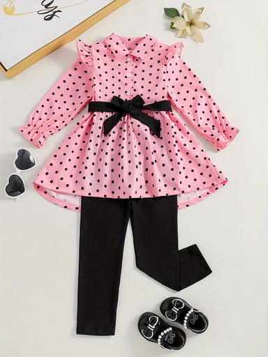 Conjunto Elegante de 2 Piezas con Estampado de Lunares  Luxeira