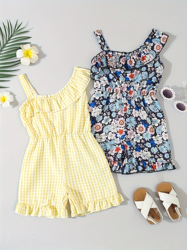 Enterizo con Volantes y Estampado de Flores Luxeira