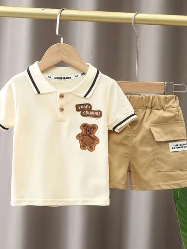 Conjunto de Camiseta de Oso con Cuello y Short Luxeira