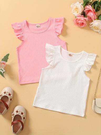 Blusa Casual de Cuello Redondo con Volantes Luxeira