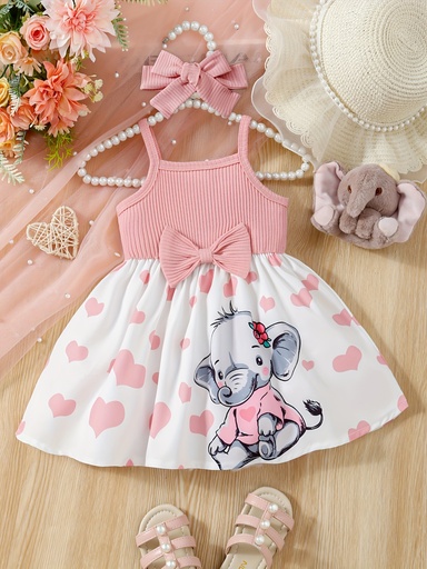 Vestido Sin Mangas con Estampado de Corazón + Diadema Luxeira