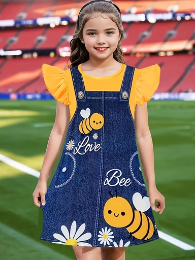 Vestido con Diseño de Overol y Volantes Luxeira