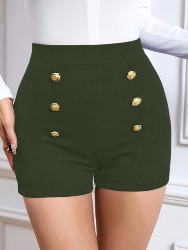 Short de Cintura Alta con Doble Botonadura Luxeira