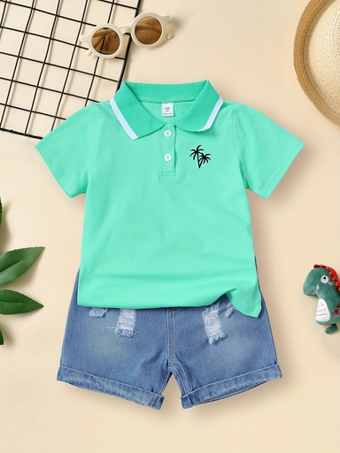 Camiseta Polo con Estampado de Palmeras Luxeira