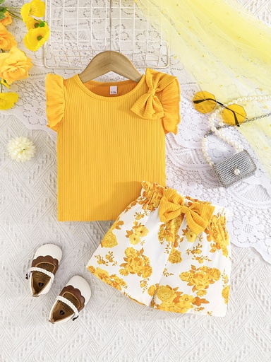 Conjunto de Top con Lazo y Shorts con Estampado Floral Luxeira