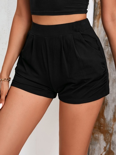 Short Plisado de Cintura Alta con Bolsillos Luxeira