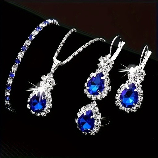 Set de 5 Piezas de Joyería con Detalles de Vidrio y Aleación