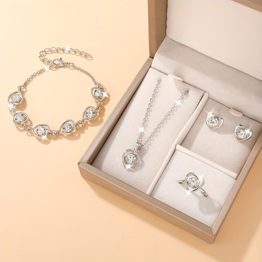 Set de 5 Piezas de Joyería: Collar, Pendientes, Pulsera y Anillo con Mosaico de Vidrio