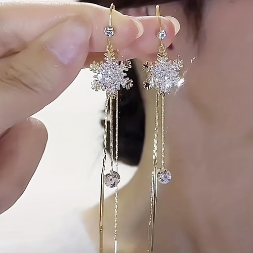 Pendientes Colgantes con Diseño de Copos de Nieve