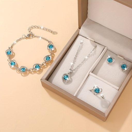 Set de 5 Piezas de Joyería con Mosaico: Pulsera Ajustable, Collar, Anillo y Pendientes