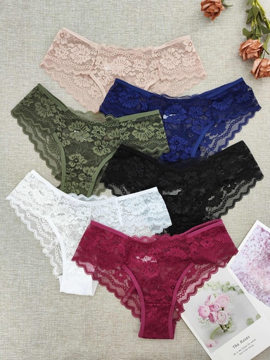 Panty de Encaje Floral con Ribete Festoneado Luxeira