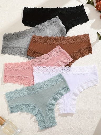 Panty de Encaje Floral en los Bordes Luxeira