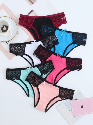 Panty de Algodón Suave y Elástica con Encaje en Contraste Luxeira