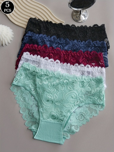 Panty de Encaje con Ribetes Ondulados Luxeira