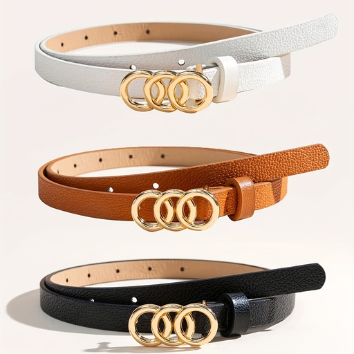 Cinturón de Moda con Hebilla Triple O-Ring