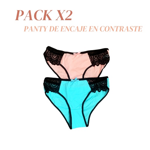 Paquete x2 Panty de Encaje en Contraste 